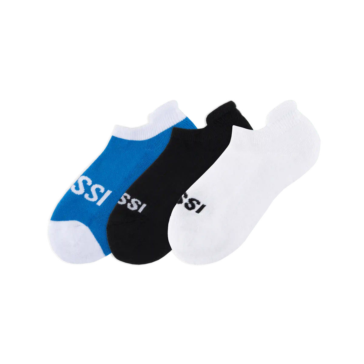 3-Pack Tab Socks - Black/White/Vessi Blue